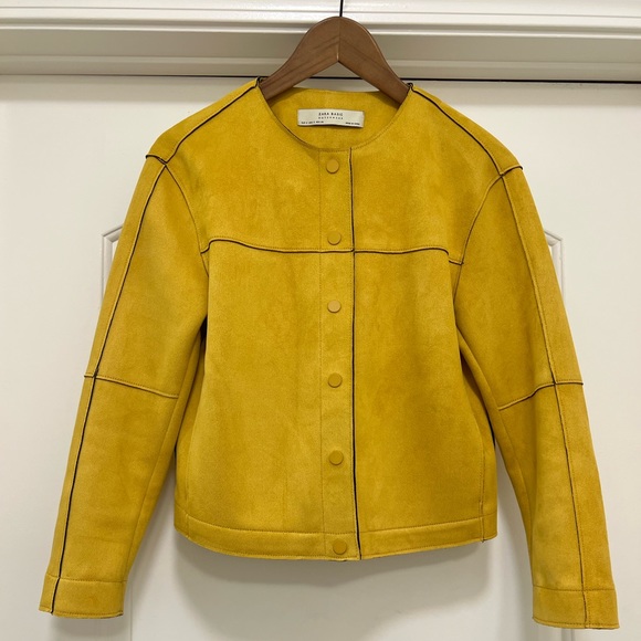 Zara Suede Effect Jacket in Mustard - Picture 4 of 10